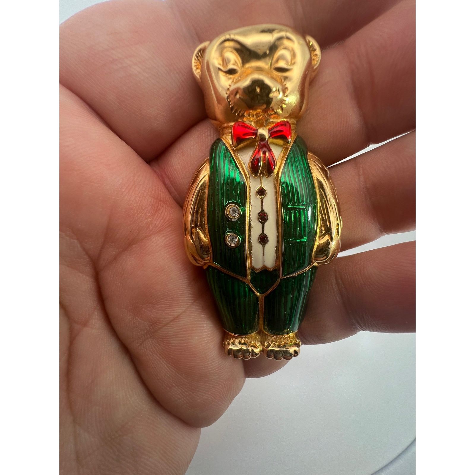 Swarovski Swarovski Golden Crystal Enamel Bear Brooch Size ONE SIZE - 3 Thumbnail