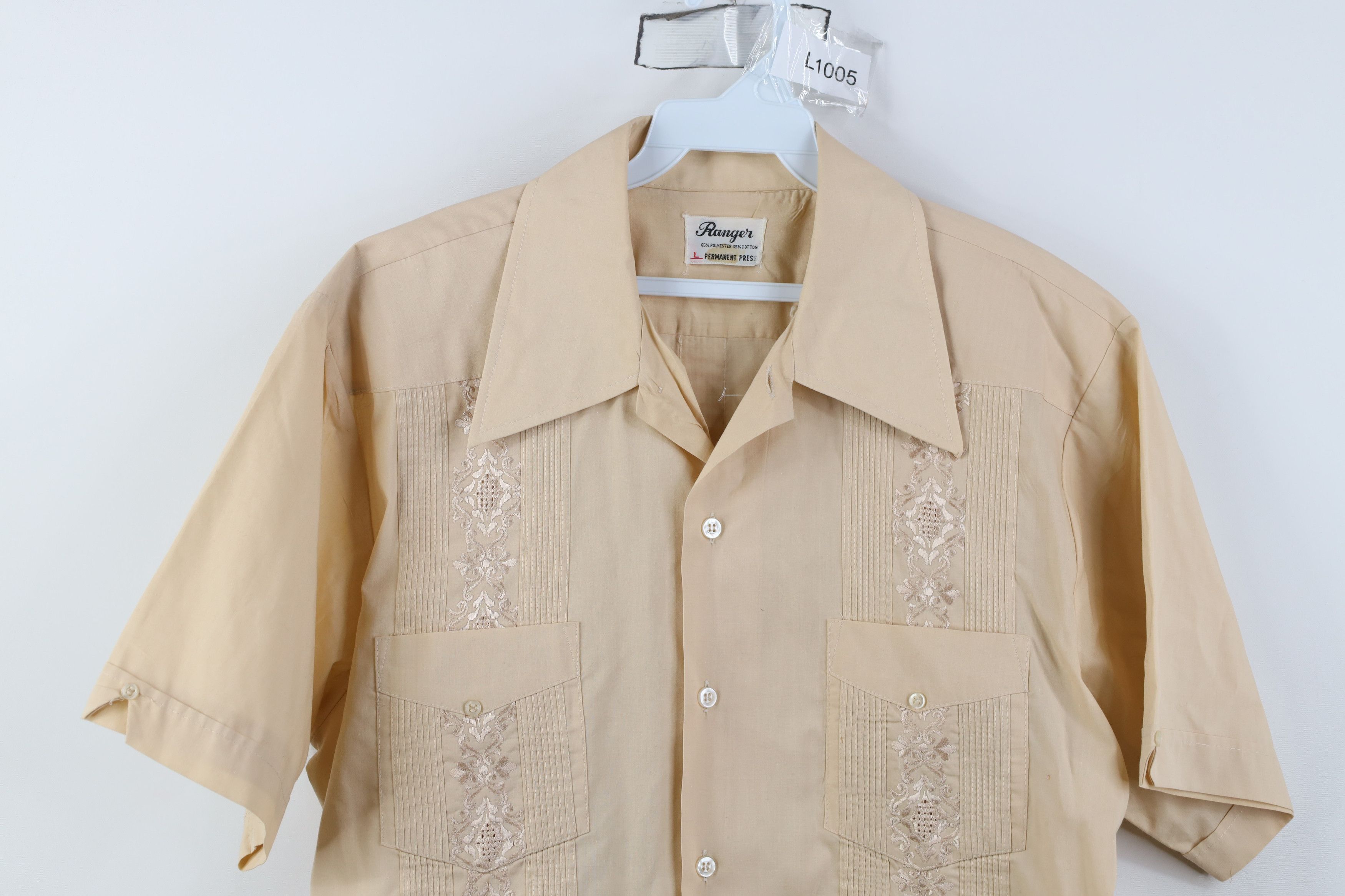 Vintage Vintage 60s 70s Rockabilly Guayabera Wedding Button Shirt Size US L / EU 52-54 / 3 - 2 Thumbnail