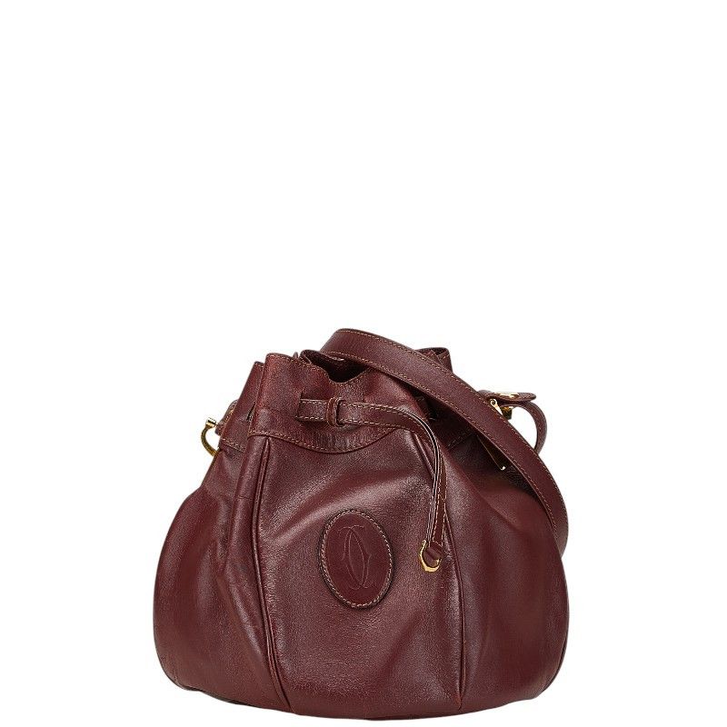 Cartier Cartier Must Line Leather Shoulder Bag Leather Crossbody Bag in Red, Women's