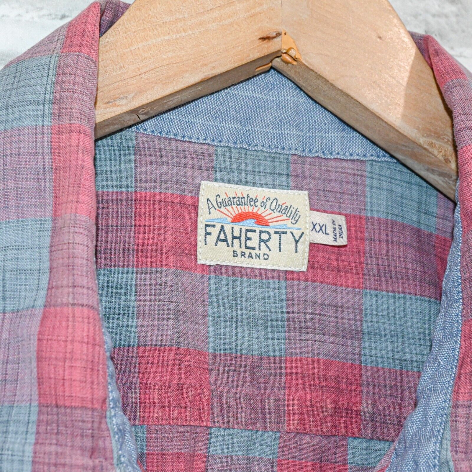 Faherty FAHERTY Brand Short Sleeve button up shirt Pink blue check Size US XXL / EU 58 / 5 - 2 Thumbnail