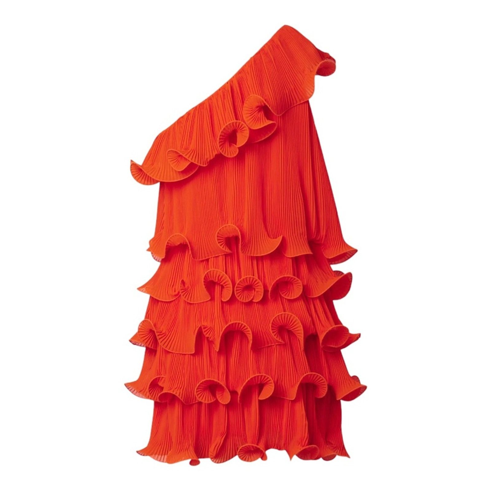 MILLY Milly Coral Pleated Tiered Ruffle Dress Size 6 $495.00 Size S / US 4 / IT 40 - 3 Thumbnail
