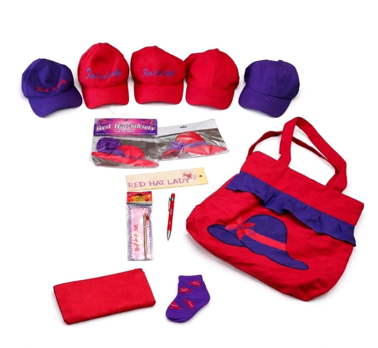 The Unbranded Brand Red Hat Lady Society Lot Hats Bag Magnets + Accessories Set Size ONE SIZE - 1 Thumbnail