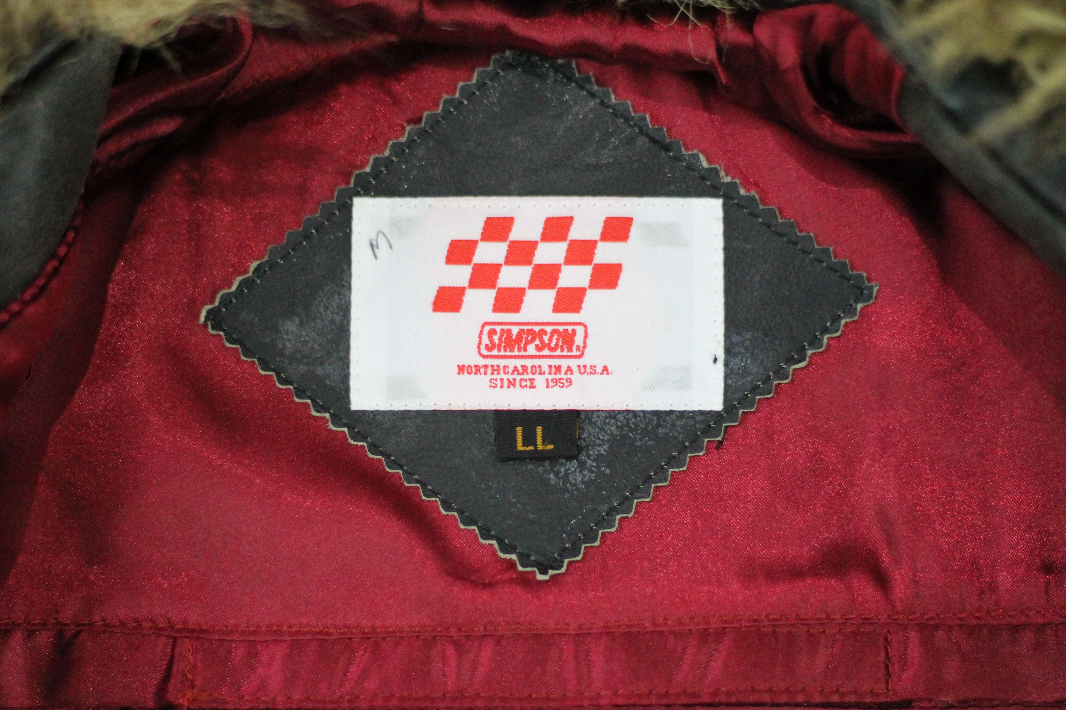 Vintage RARE! Vintage SIMPSON Leather Jacket Removable Fur Collar. Size US L / EU 52-54 / 3 - 18 Thumbnail