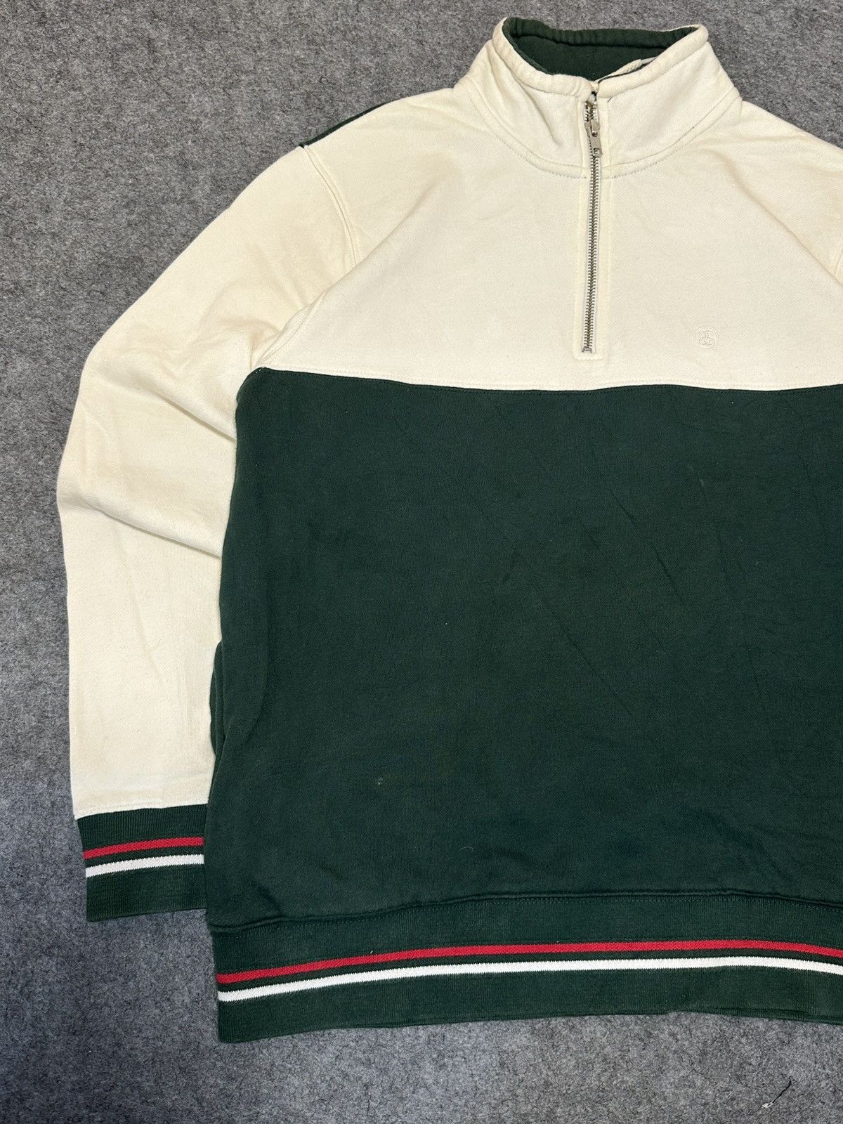 Stussy Stüssy two-tone half-zip fleece sweatshirt featuring a cream Size US M / EU 48-50 / 2 - 4 Thumbnail