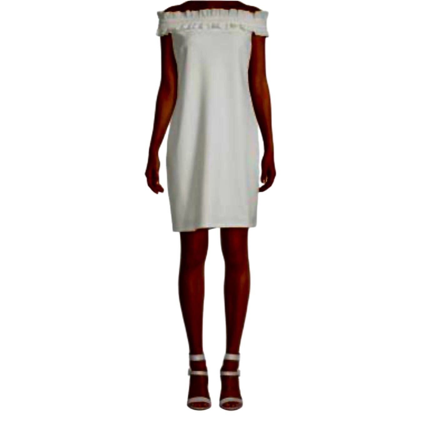 Other Marina Mini Shift Dress Ruffle Strapless/Off-Shoulder White Size M / US 6-8 / IT 42-44 - 1 Thumbnail