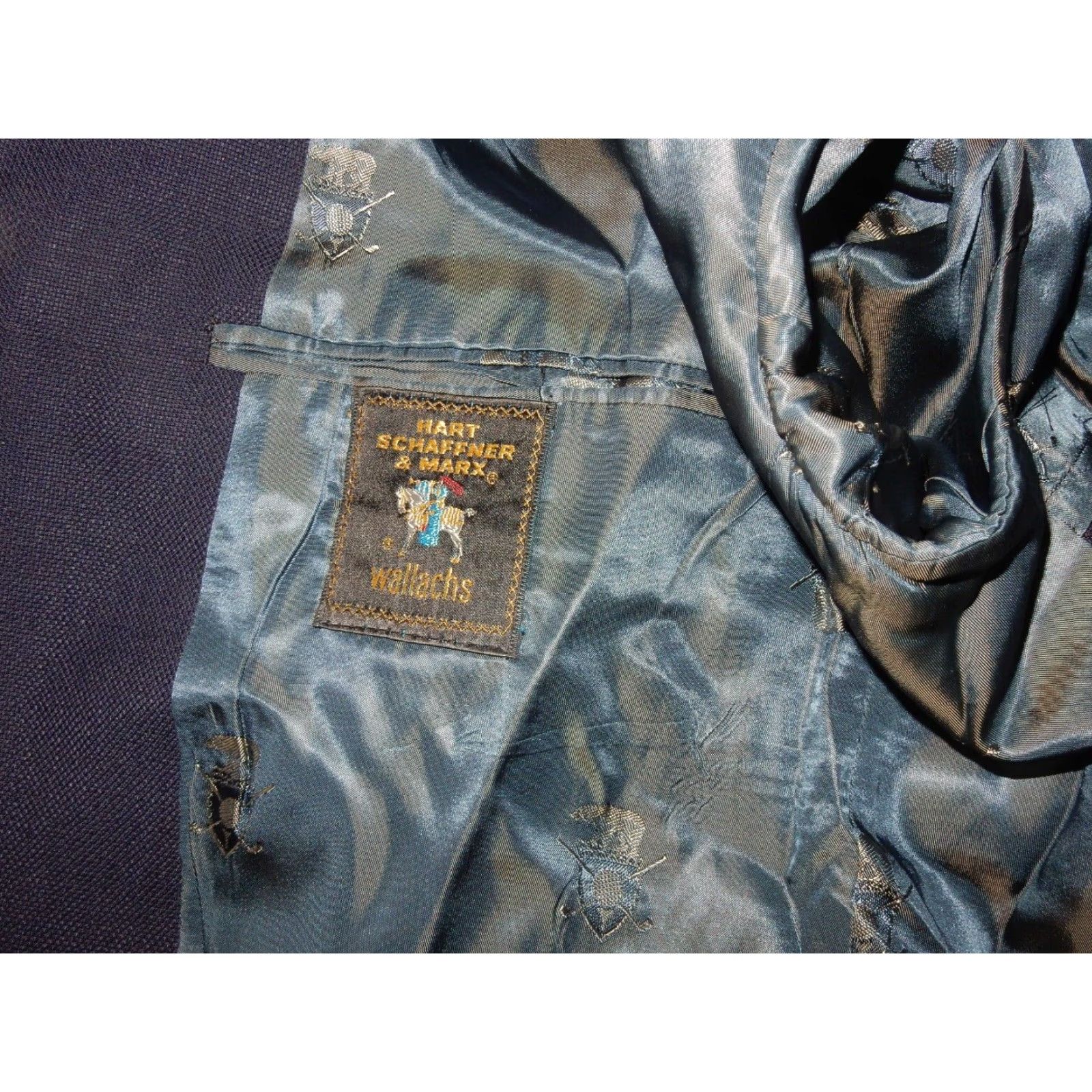 Hart Schaffner Marx VINTAGE Hart Schaffner Marx Blazer Sport Coat Size 48L Blue Wool Mens Size 48R - 7 Thumbnail
