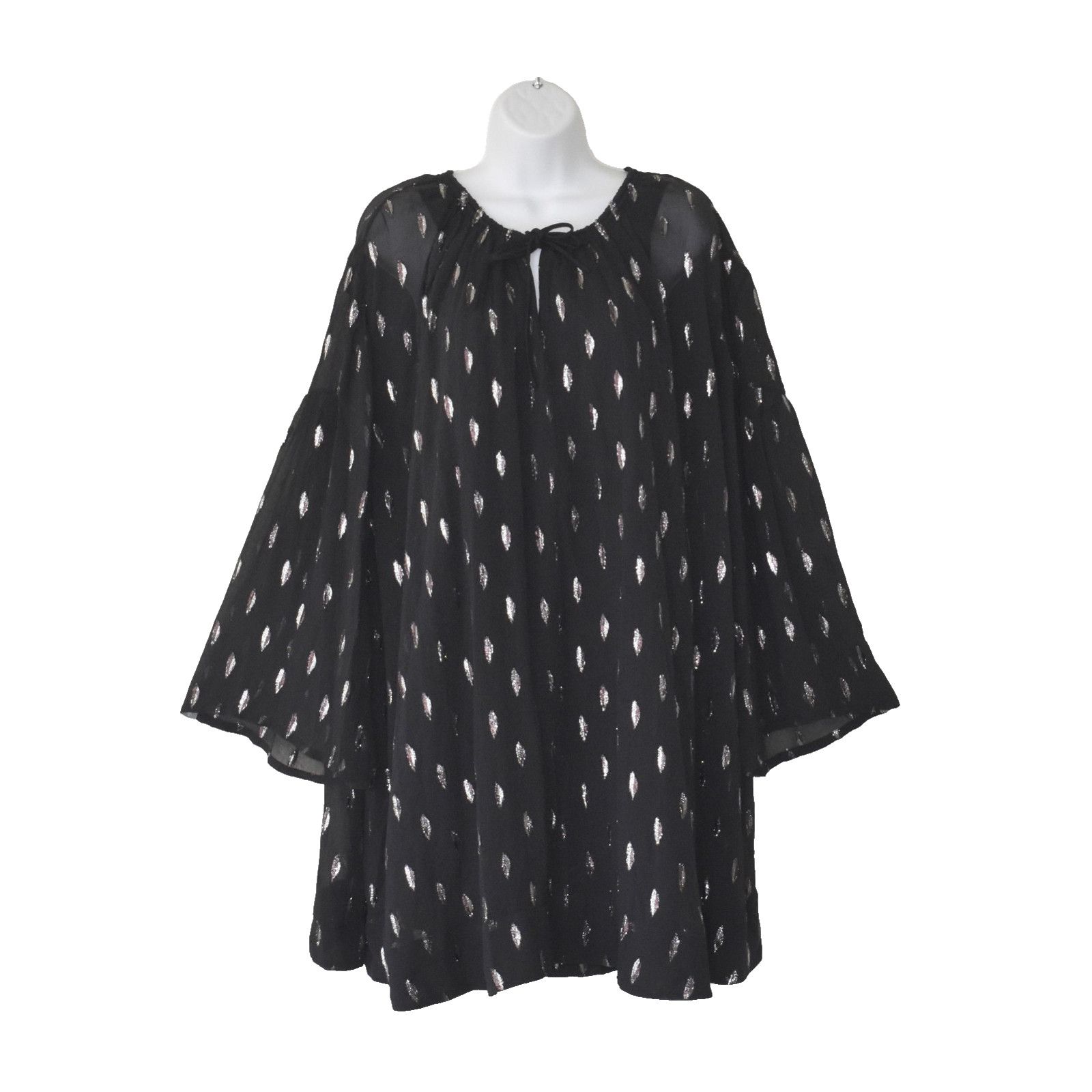 Iro IRO Paula Black Silk Bell Sleeve TieNeck Mini Dress Sz 36 S Size S / US 4 / IT 40 - 2 Thumbnail