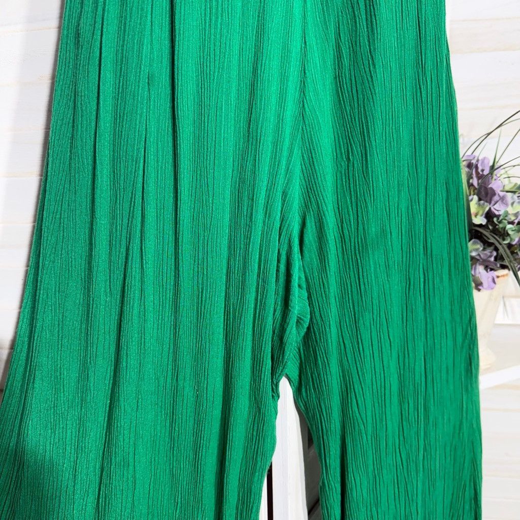 ELAN Y2K green boho jumpsuit pull on style wide legs overalls M Size 27" / US 4 / IT 40 - 7 Thumbnail