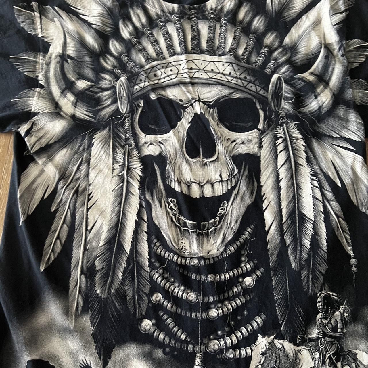 Vintage vintage y2k all over print native skull headdress t shirt Size US L / EU 52-54 / 3 - 2 Thumbnail