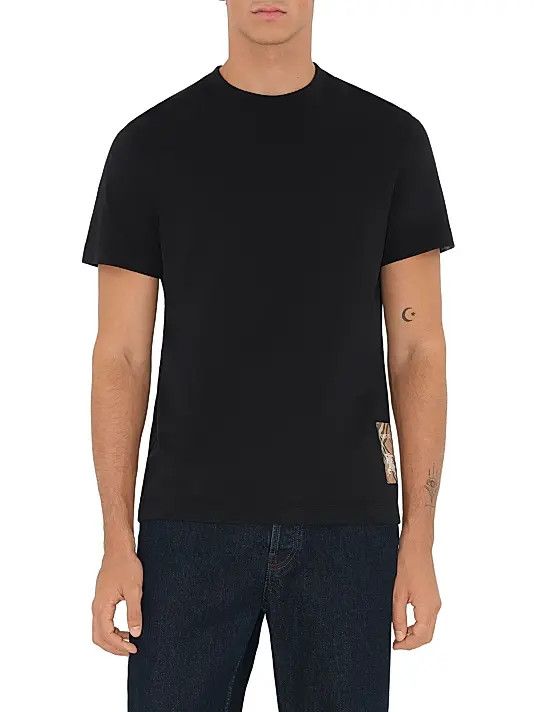 Amiri os11x1225 Check Label Cotton Crewneck T-Shirt in Black Size US M / EU 48-50 / 2 - 3 Thumbnail