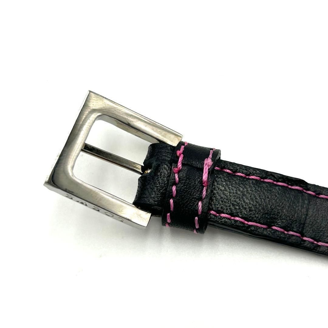 Loewe Loewe Slim Black Leather Belt with Pink Stitching Size ONE SIZE - 3 Thumbnail