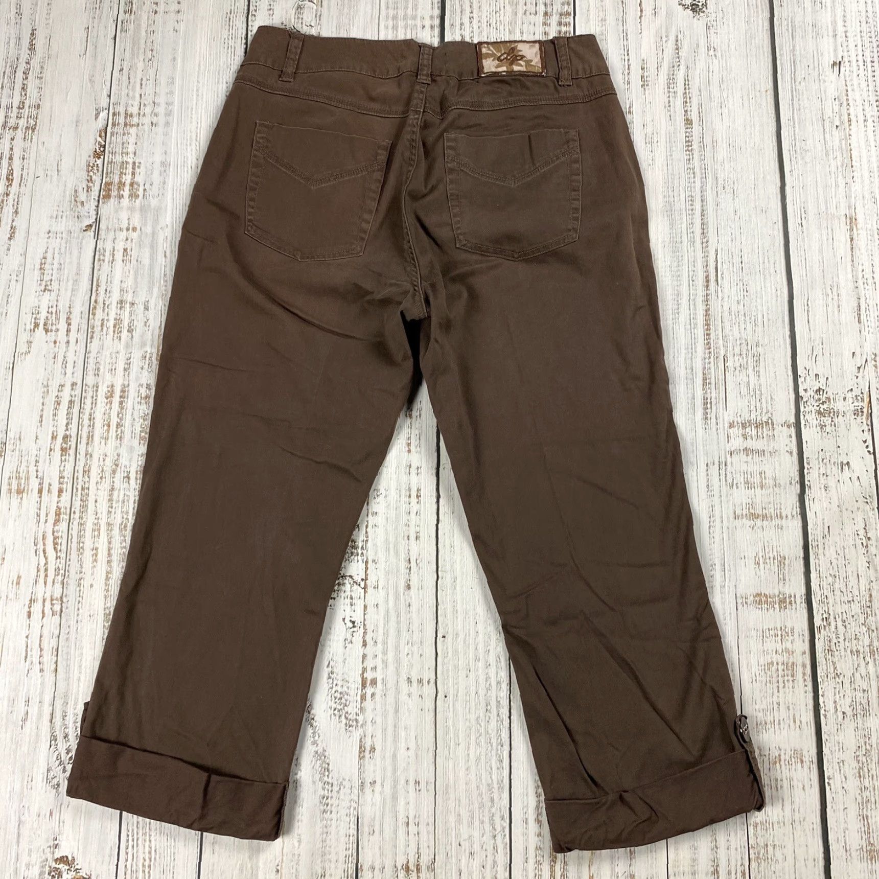 Vintage VINTAGE 90s Y2K Department of Peace Brown Cuffed Capri Pants Womens 32x22 Grunge Festival Size 24" / US 00 / IT 34 - 4 Thumbnail