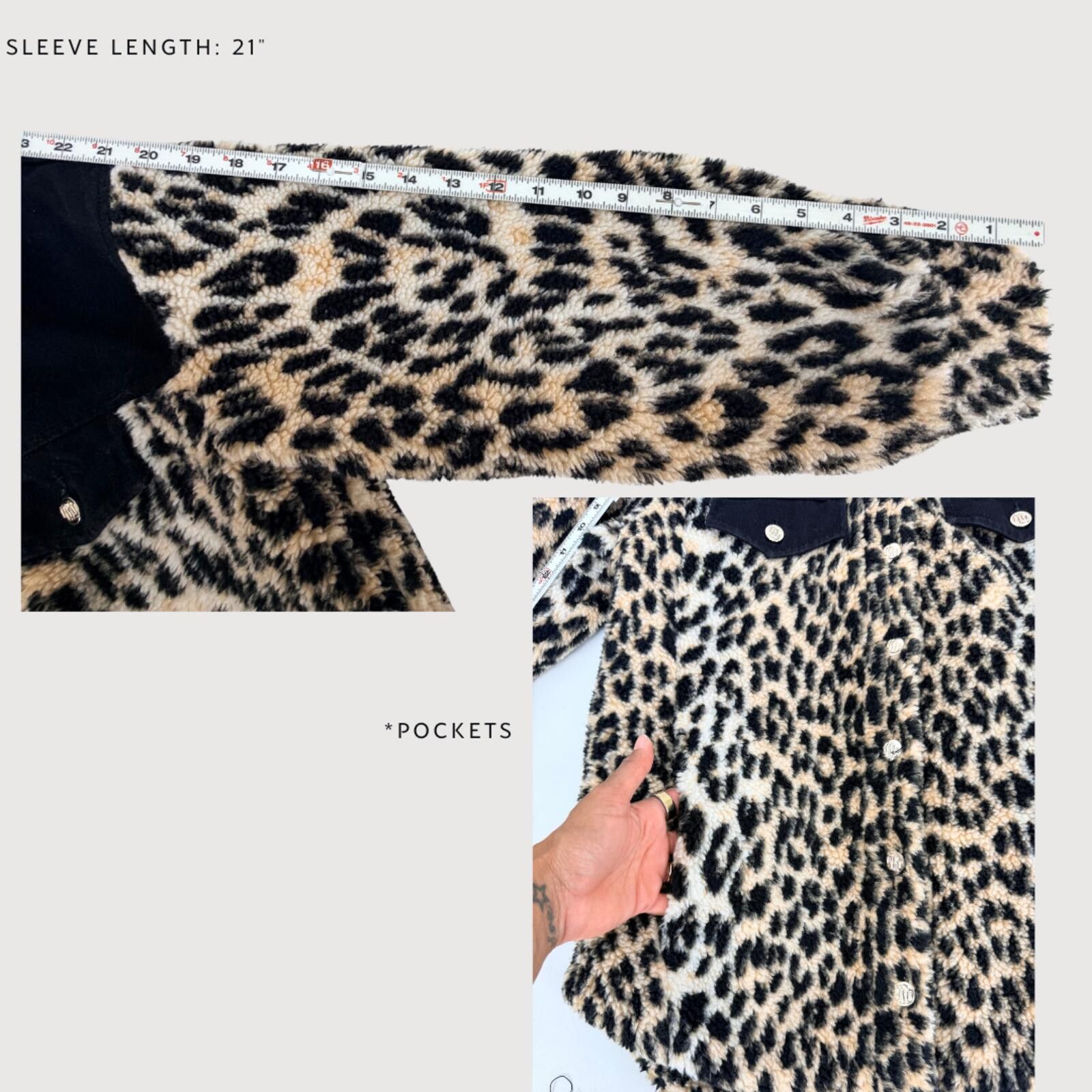 Majestic Maje Leopard Sherpa Denim Jacket Quilted Brown Black 1 Size S / US 4 / IT 40 - 9 Thumbnail