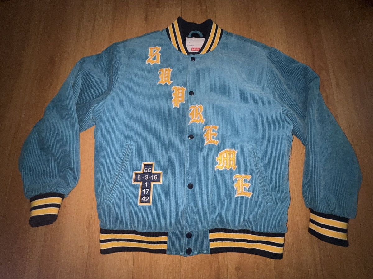 Supreme Supreme Old English Corduroy Varsity Jacket | Grailed