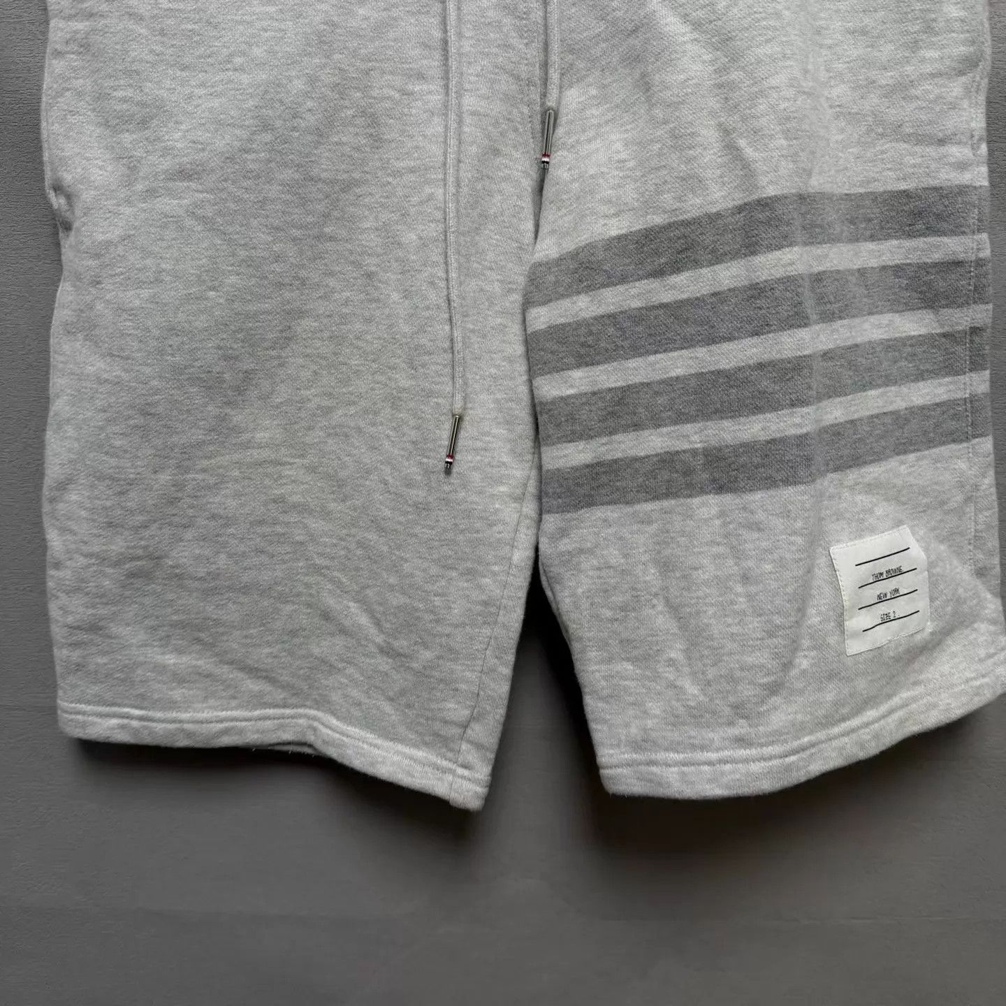Thom Browne TB 4-bar stripe drawstring short light gray 2 like new Size US 31 - 3 Thumbnail