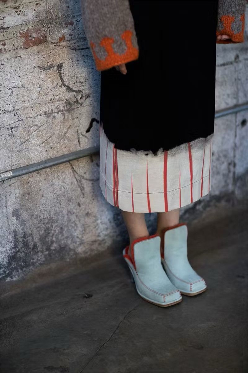 Eckhaus Latta Ugg x Eckhaus Latta Mint and Orange Fur Open Toe Heel Mules Size US 7 / IT 37 - 11 Thumbnail