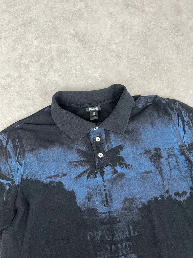 Just Cavalli 2010s Cavalli Blue & Black Palm Trees Beach Polo Size US S / EU 44-46 / 1 - 4 Thumbnail