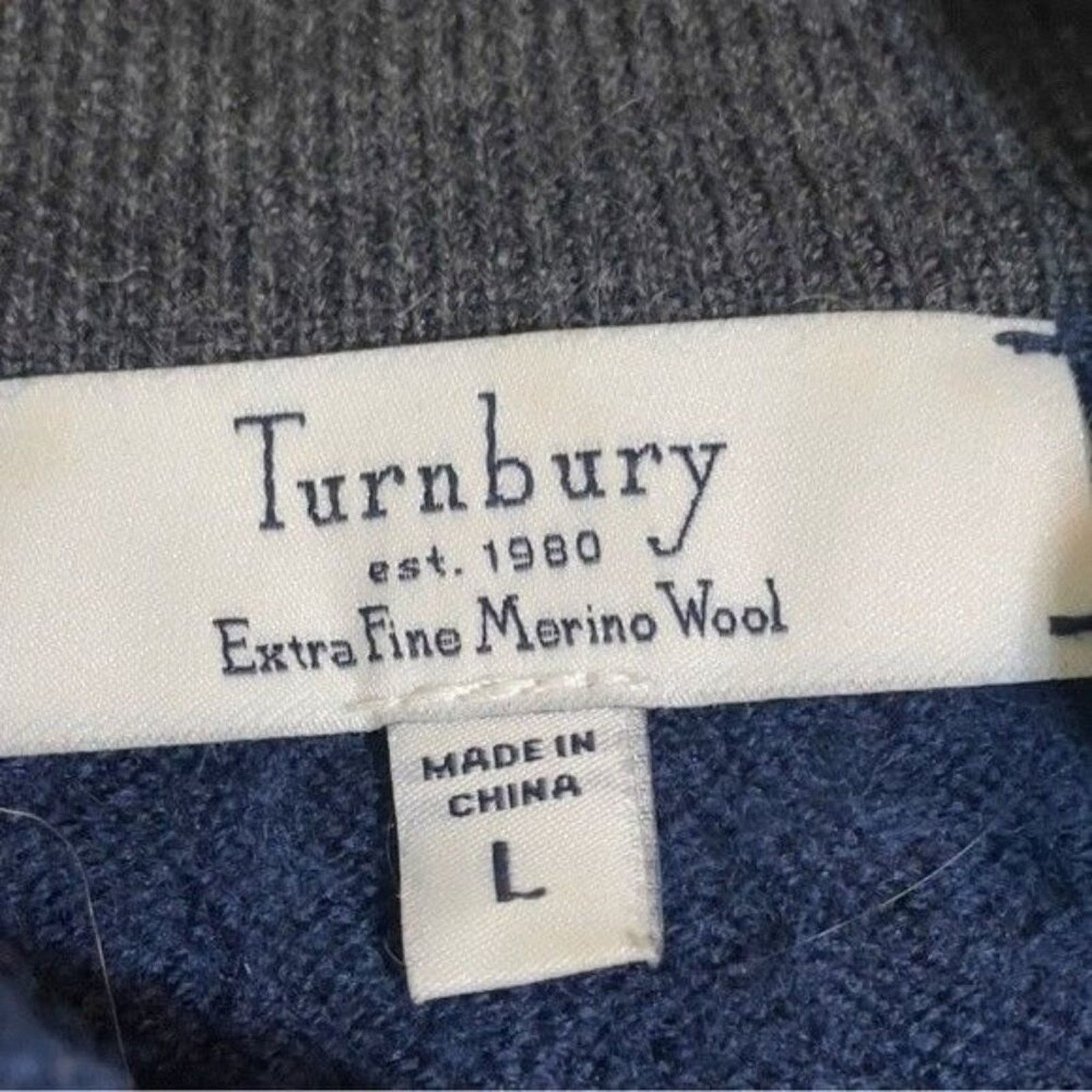 Turnbury Turnbury Merino Wool Henley Sweater Large Blue Mock Neck Size US L / EU 52-54 / 3 - 7 Thumbnail