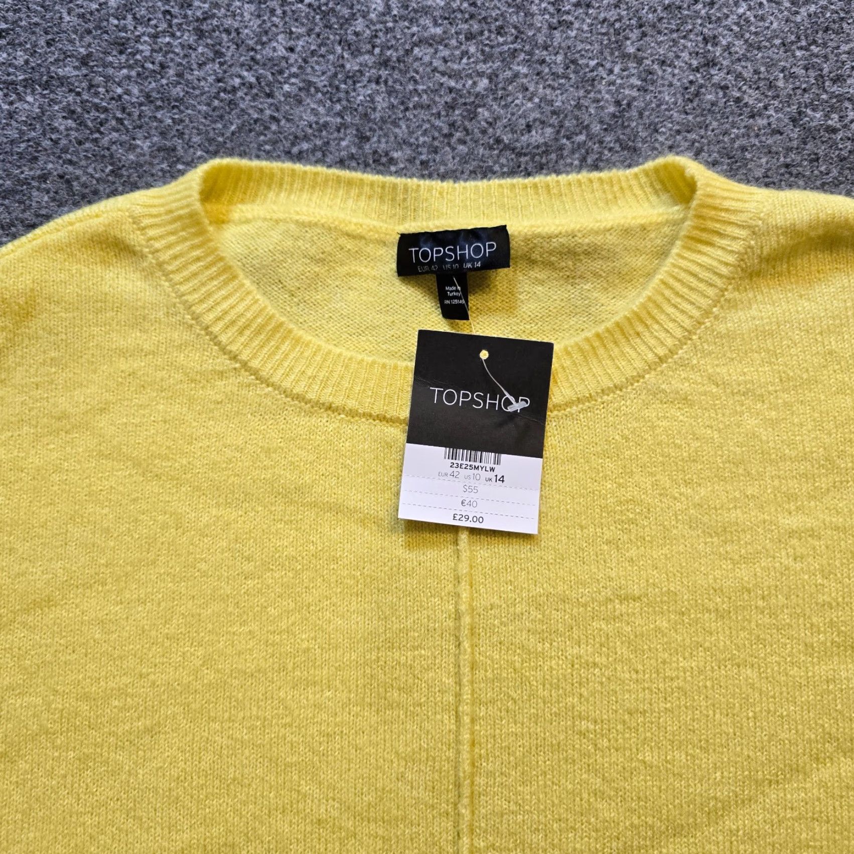 Topshop TopShop Sweater Womens Size 10 Yellow Knit Cropped Long Sleeve Casual Crew Neck Pullover Oversized Regular Winter Spring Fall Size L / US 10 / IT 46 - 2 Thumbnail
