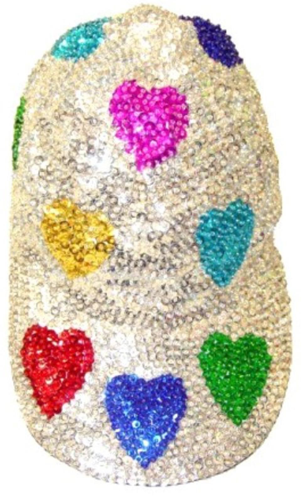 Designer Sequin Baseball Cap SILVER with COLOR HEARTS Size ONE SIZE - 1 Preview