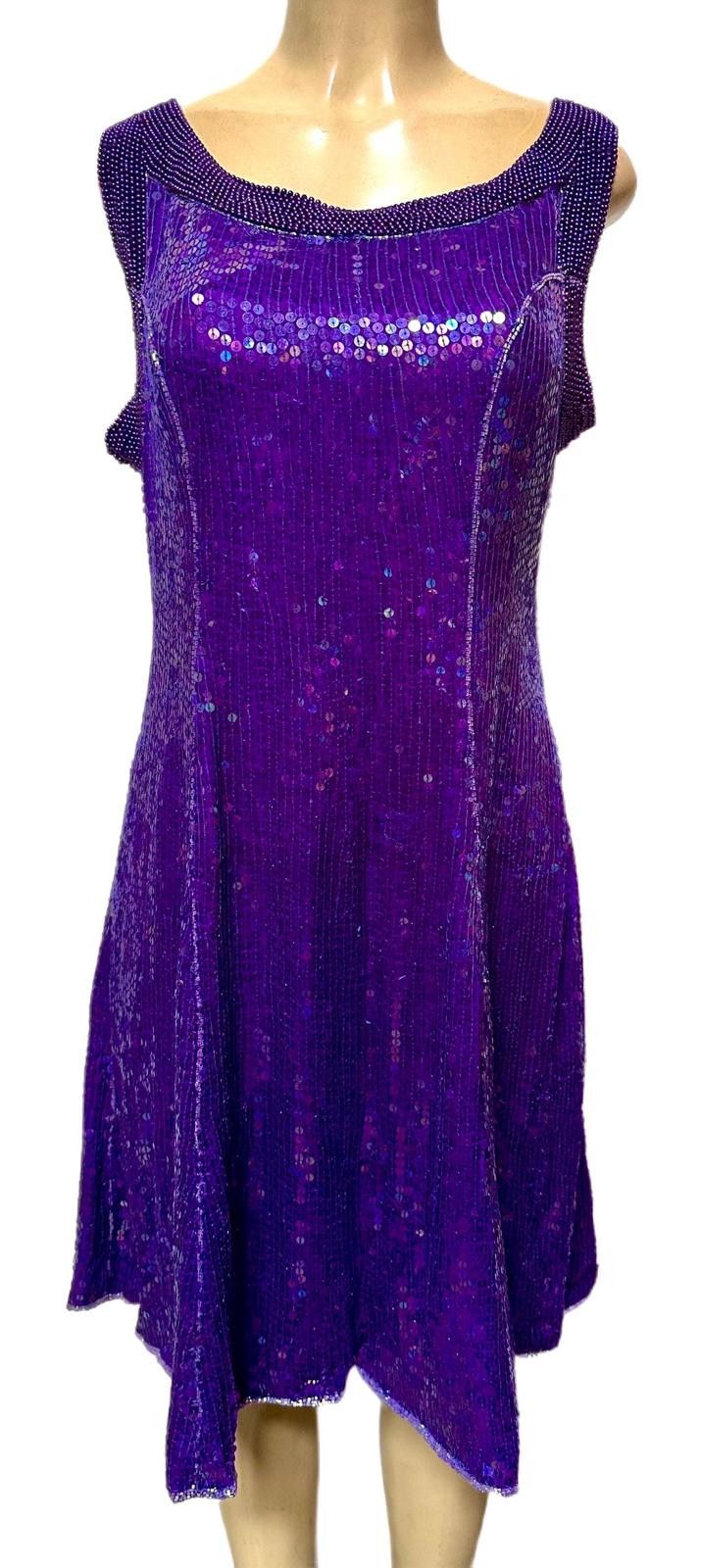 Other Sequin Evening Hand-beaded Dress Purple size 12 Size XL / US 12-14 / IT 48-50 - 1 Preview