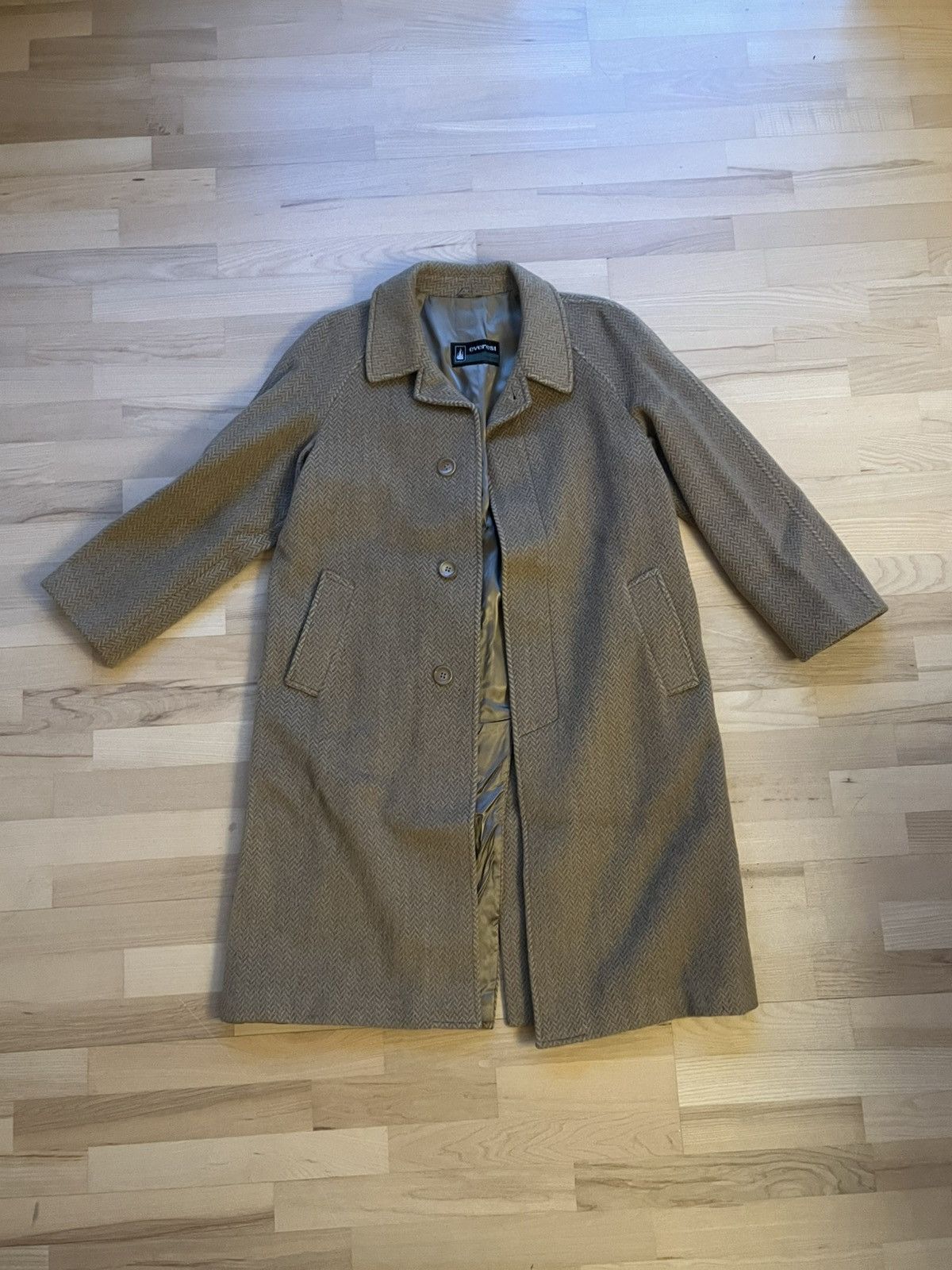 Vintage Beige Balmacaan Tweed Herringbone Overcoat Size US M / EU 48-50 / 2 - 2 Thumbnail