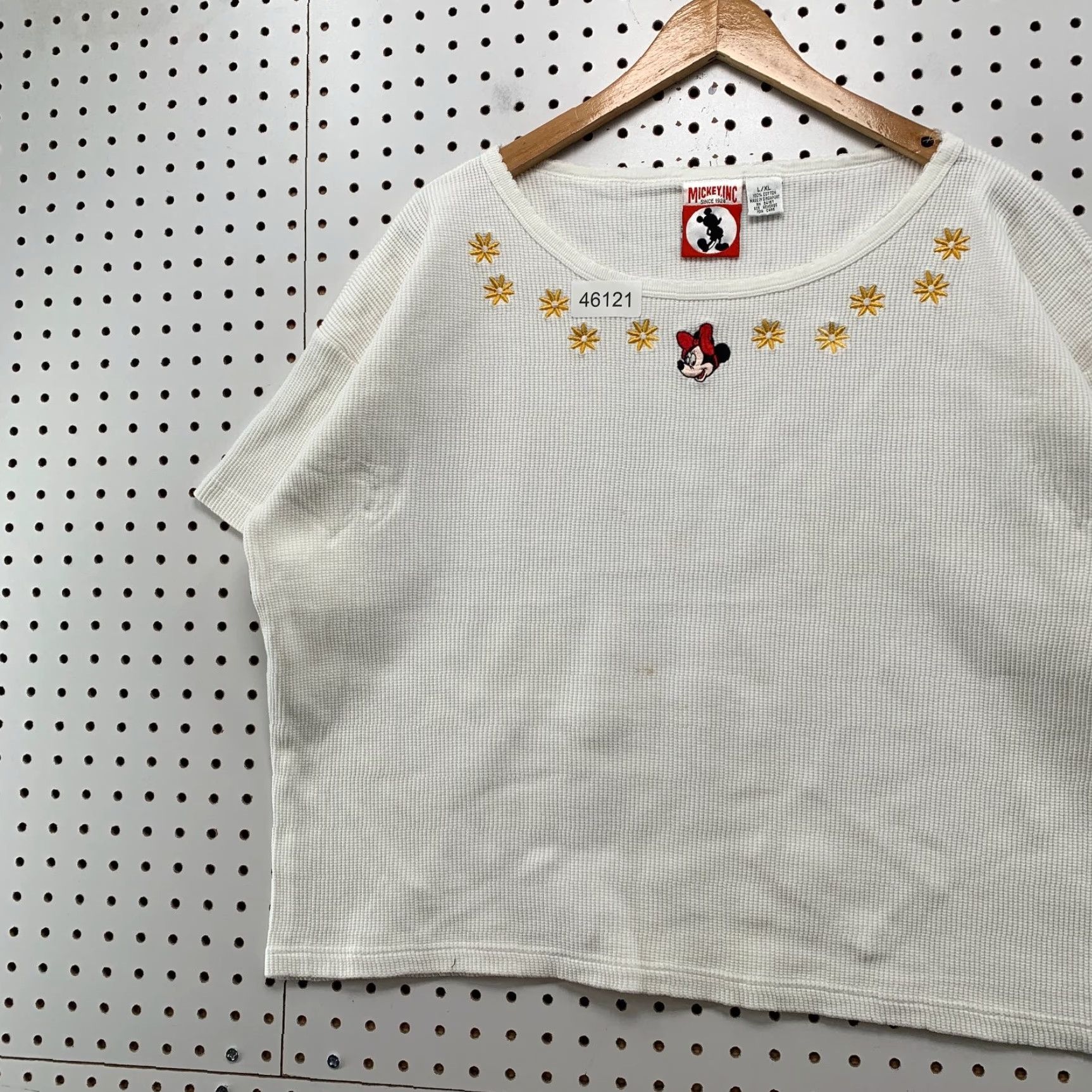 Vintage VINTAGE Mickey Inc Top Womens L/XL White Minnie Mouse Embroidered Thermal Knit T-Shirt Casual Womens Size L / US 10 / IT 46 - 2 Thumbnail