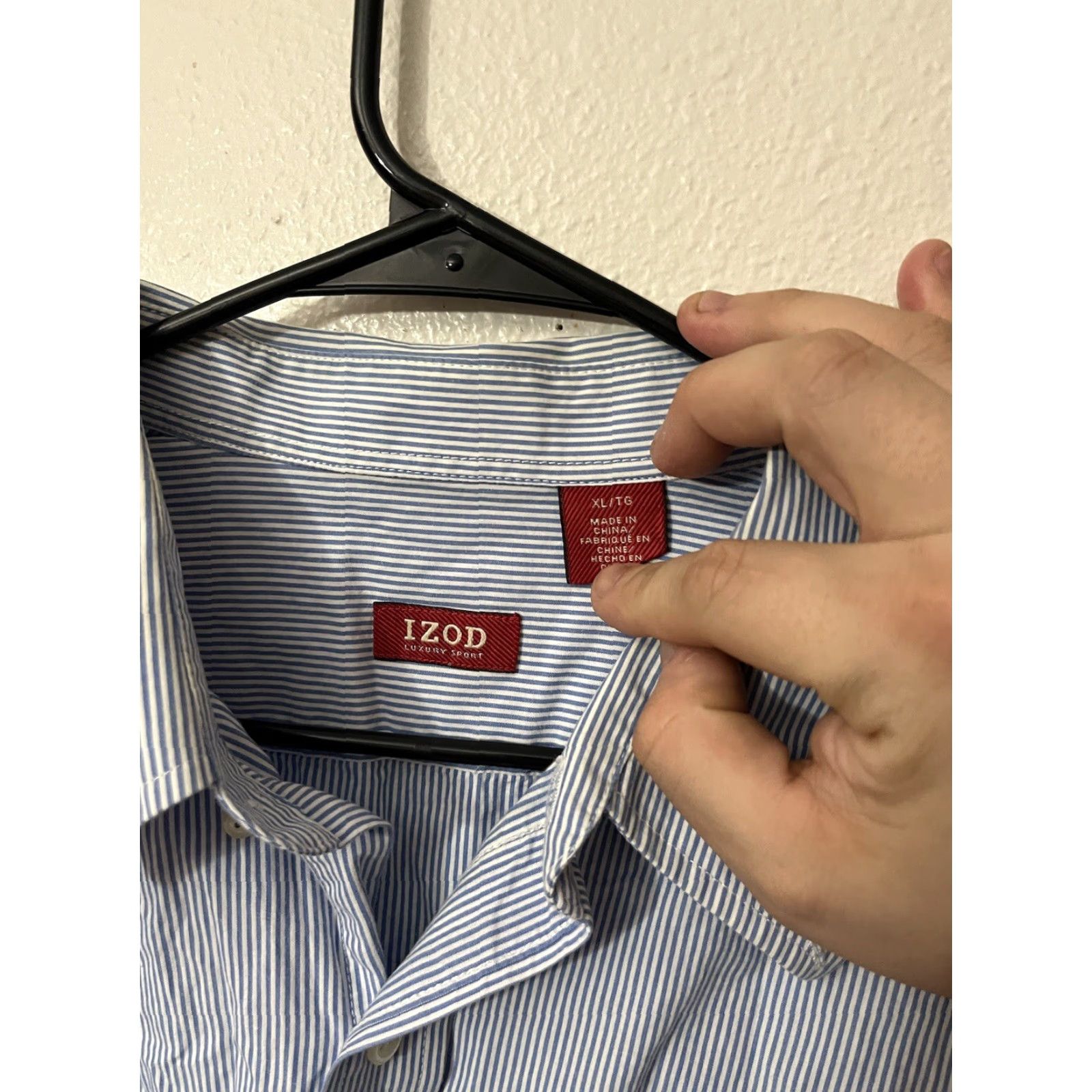 Izod IZOD Shirt Mens Long Sleeve Blue Striped Button Down XL Washed Size US XL / EU 56 / 4 - 2 Thumbnail