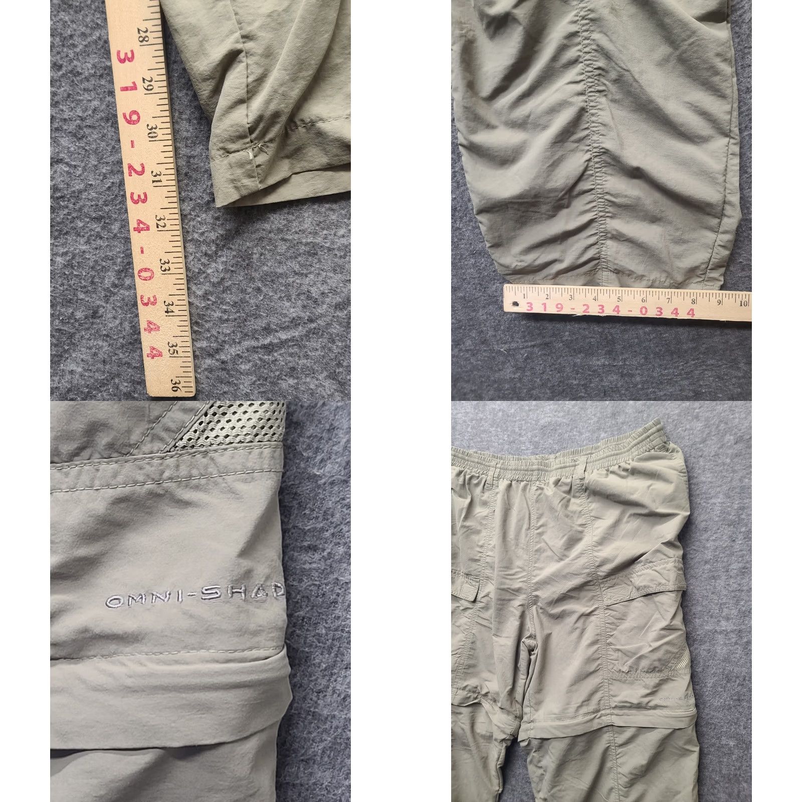 Vintage Columbia PFG Cargo Pants Mens XL Regular Beige Nylon 34x32 Zip Convertible Outdoors Lightweight Moisture Wicking Pockets Size US 36 / EU 52 - 8 Thumbnail
