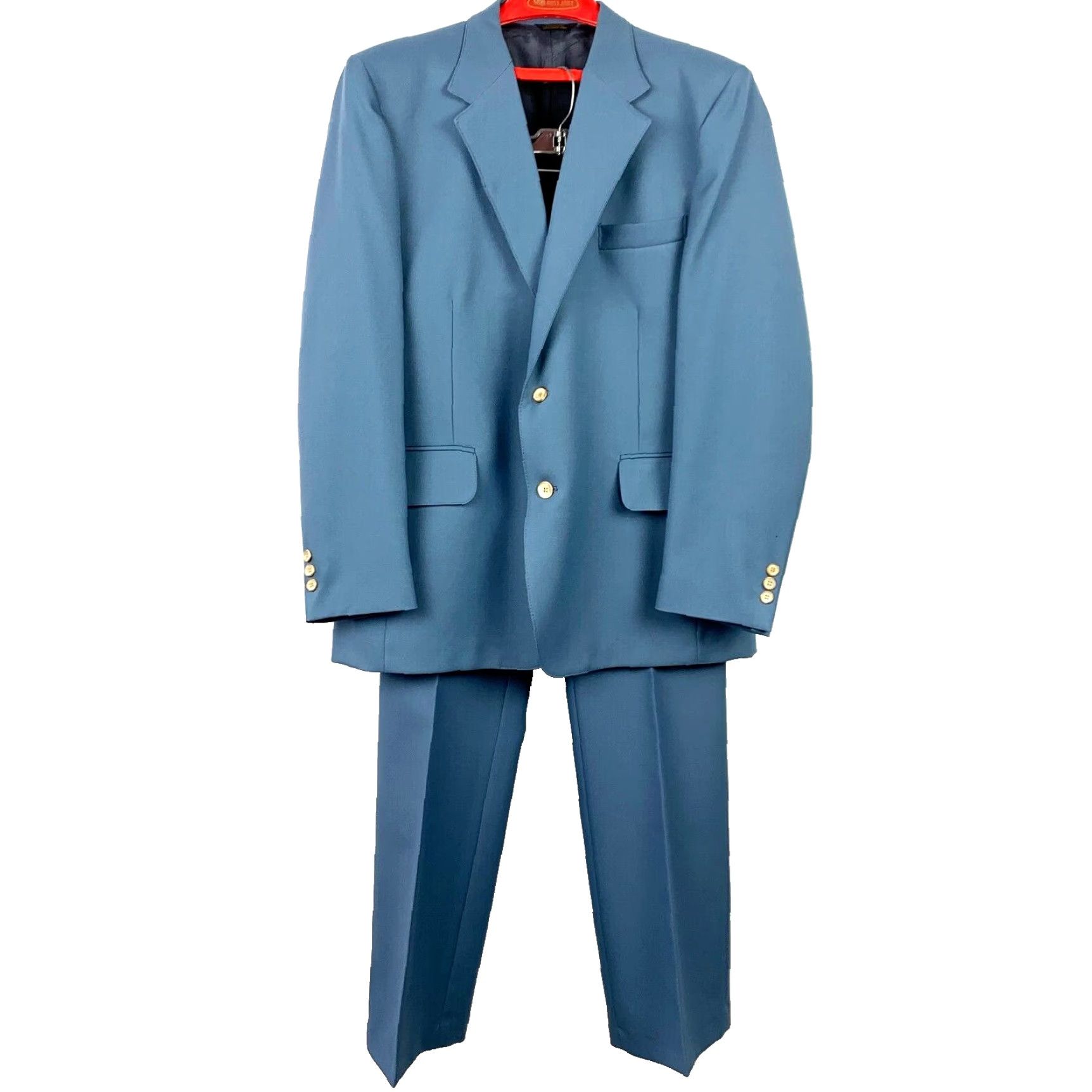 Levi's VINTAGE Panatela Levi's Blazer Suit Coat Pants 1970s Blue Polyester Rockabilly 46R Mens Size 46R - 2 Thumbnail