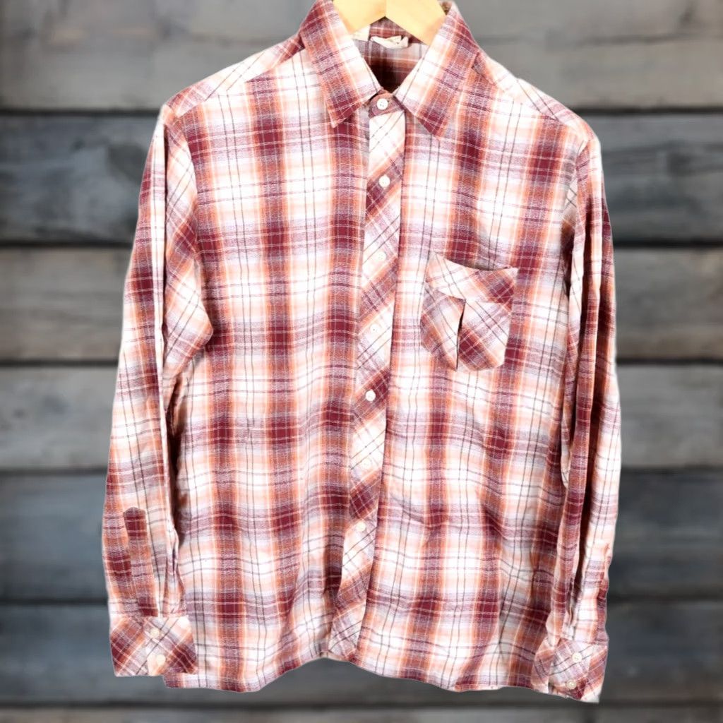 Vintage VINTAGE Kennington Shirt Plaid Button-Up Long Sleeve Men's Large Red Gray Shadow 90s Retro Hipster Grunge Size US L / EU 52-54 / 3 - 1 Thumbnail