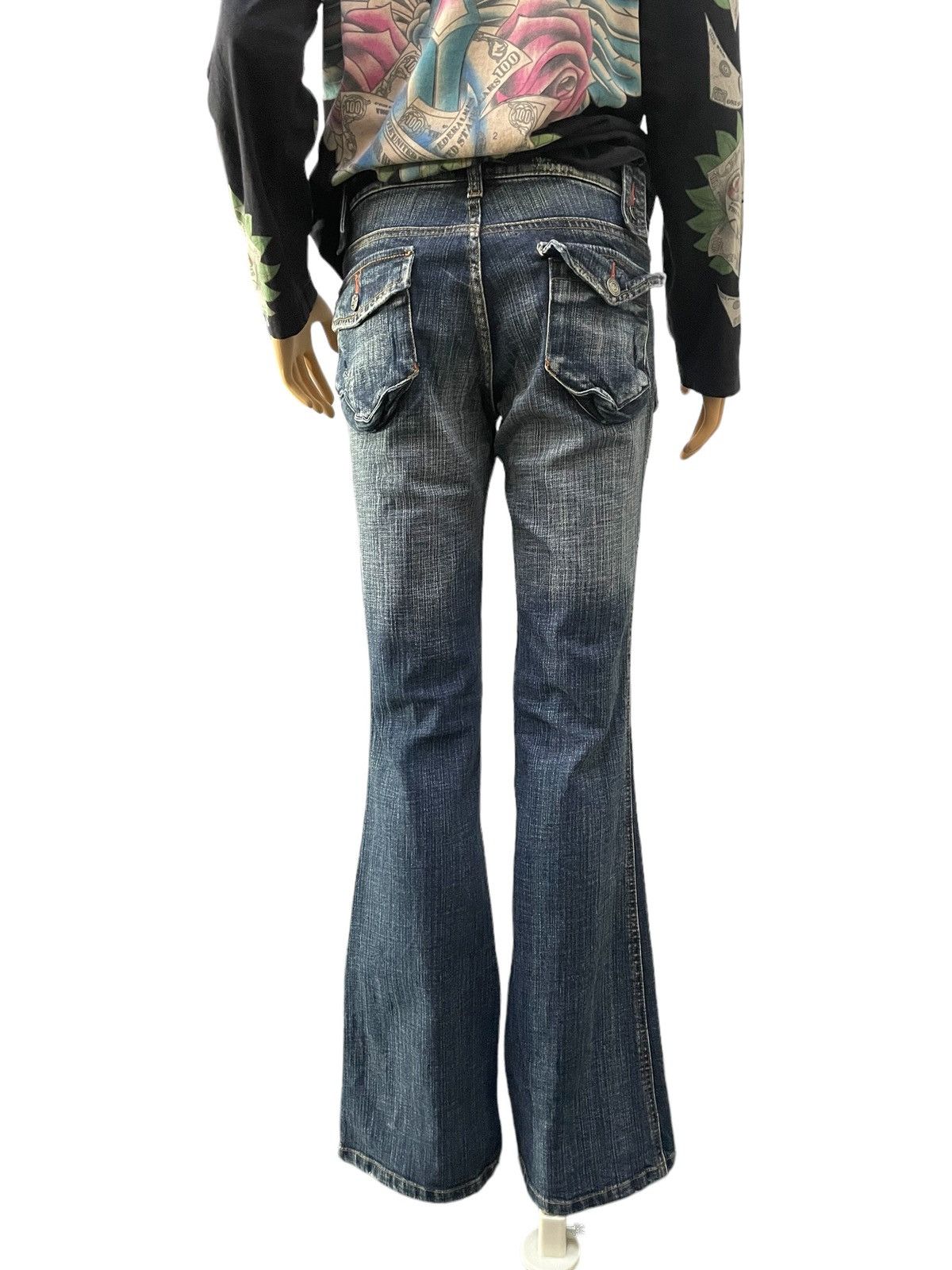 If Six Was Nine × Le Grande Bleu (L.G.B.) Camel Road Japan Bush Pocket Flared Stacked Denim Pants Size US 28 / EU 44 - 3 Thumbnail