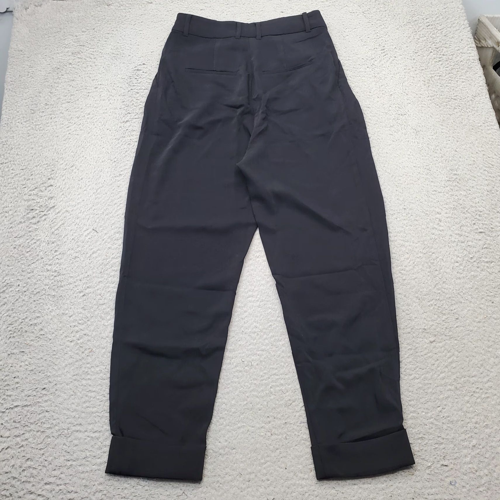 BB Dakota BB Dakota Jogger Pants Women's 2 Black Slash Pocket Pleated Front Cuffed Size 26" / US 2 / IT 38 - 2 Thumbnail