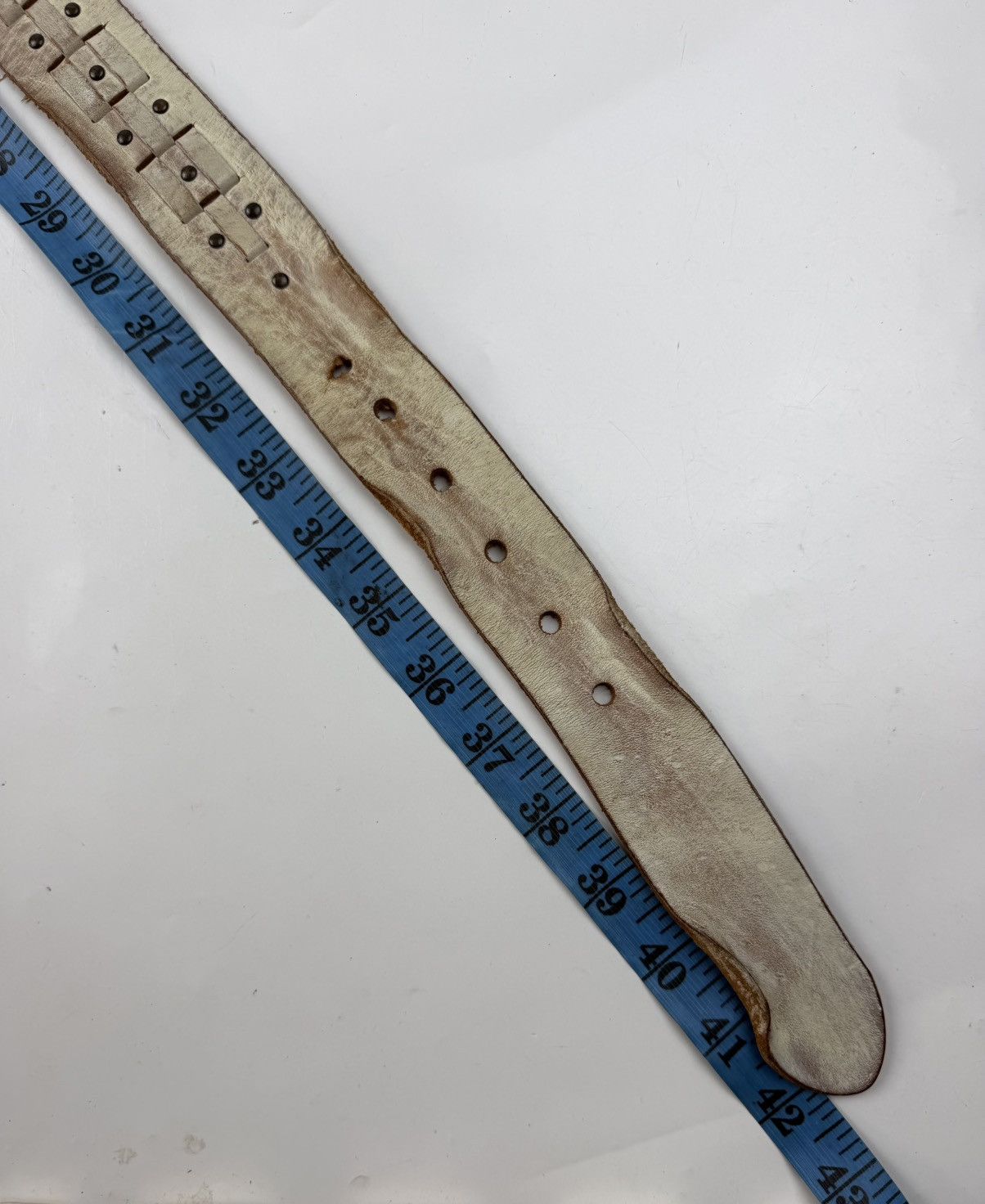 Japanese Brand rare design studded leather belt tc54 Size 36 - 3 Thumbnail