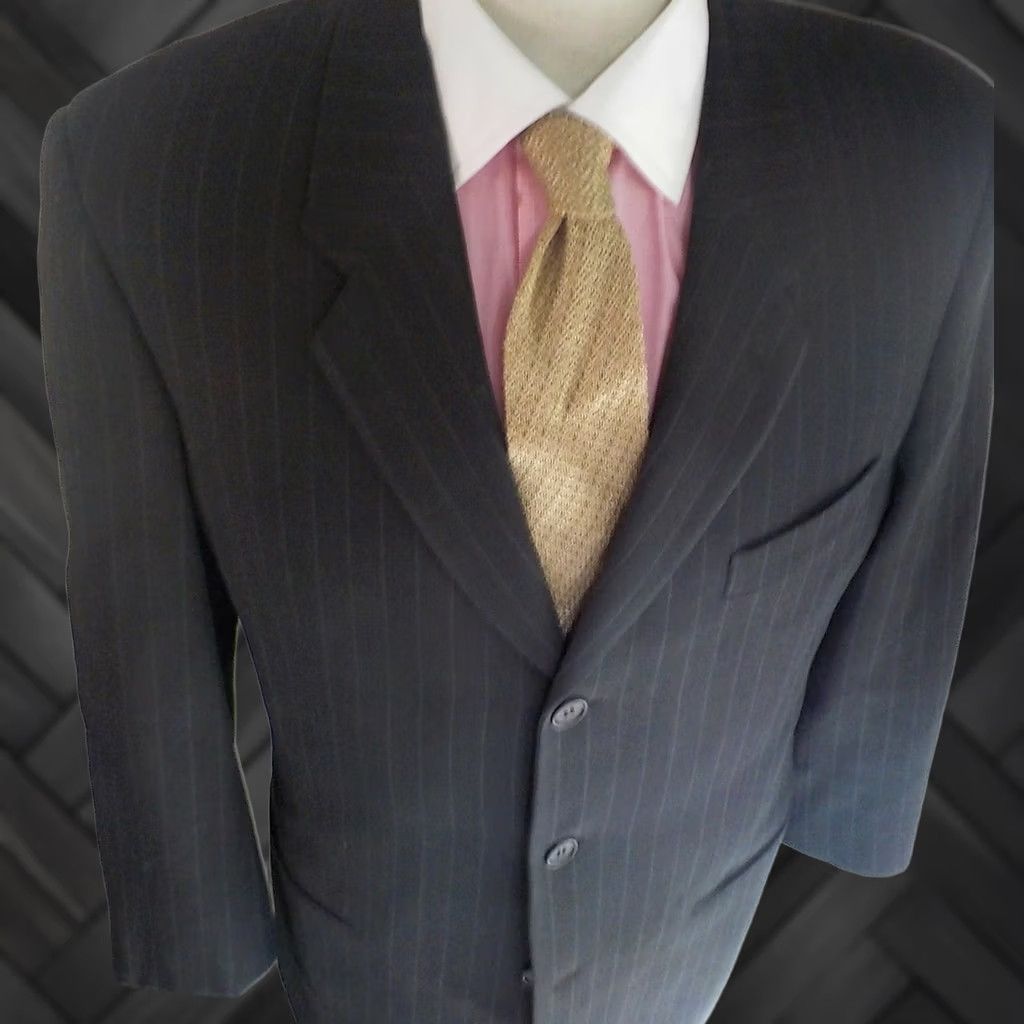 Giorgio Armani Giorgio Armani Brown Pinstriped 3 Button Blazer Virgin Wool 40R Italy Mens Size 40R - 1 Thumbnail