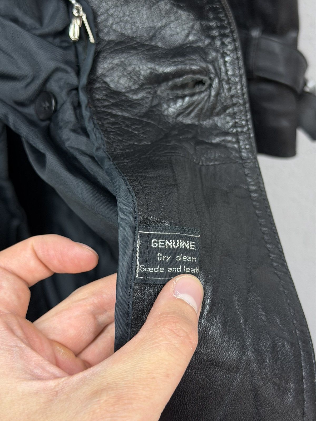 If Six Was Nine Vintage Rick Owens Style Double Breasted Leather Coat Jacket Size US M / EU 48-50 / 2 - 19 Thumbnail