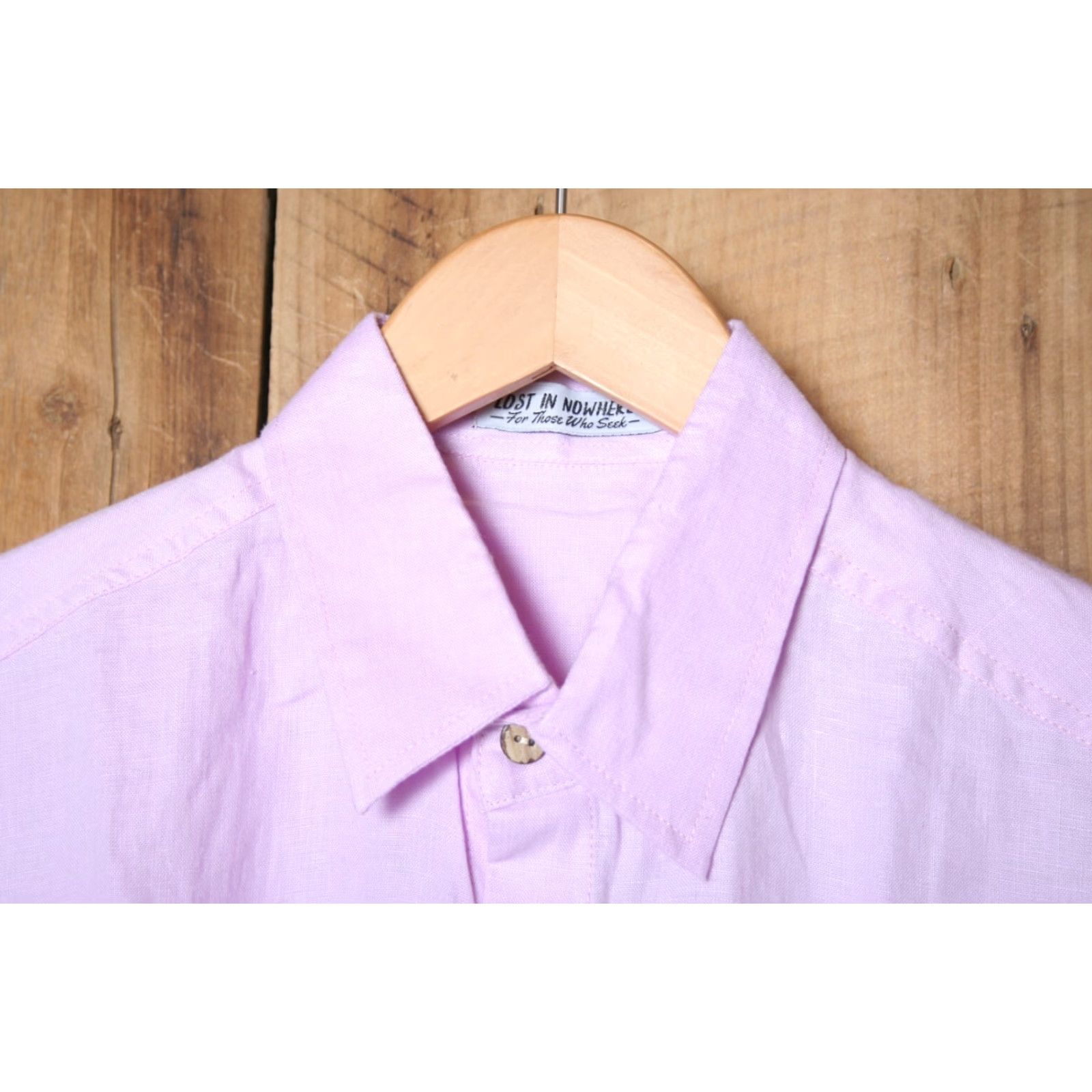 Vintage LOST IN NOWHERE Light Lilac Purple Linen Short Sleeve Button Front Shirt Sz. L Mens Shirt Size US L / EU 52-54 / 3 - 2 Thumbnail