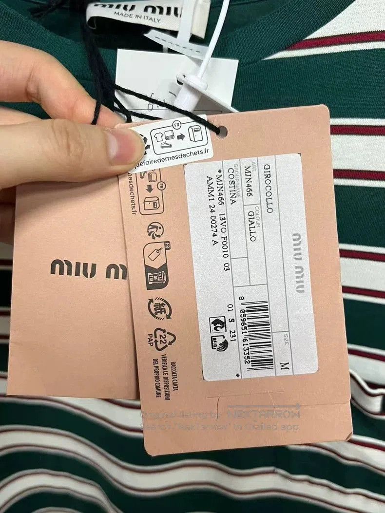 Miu Miu miumiu striped long sleeve polo. Size US M / EU 48-50 / 2 - 4 Thumbnail