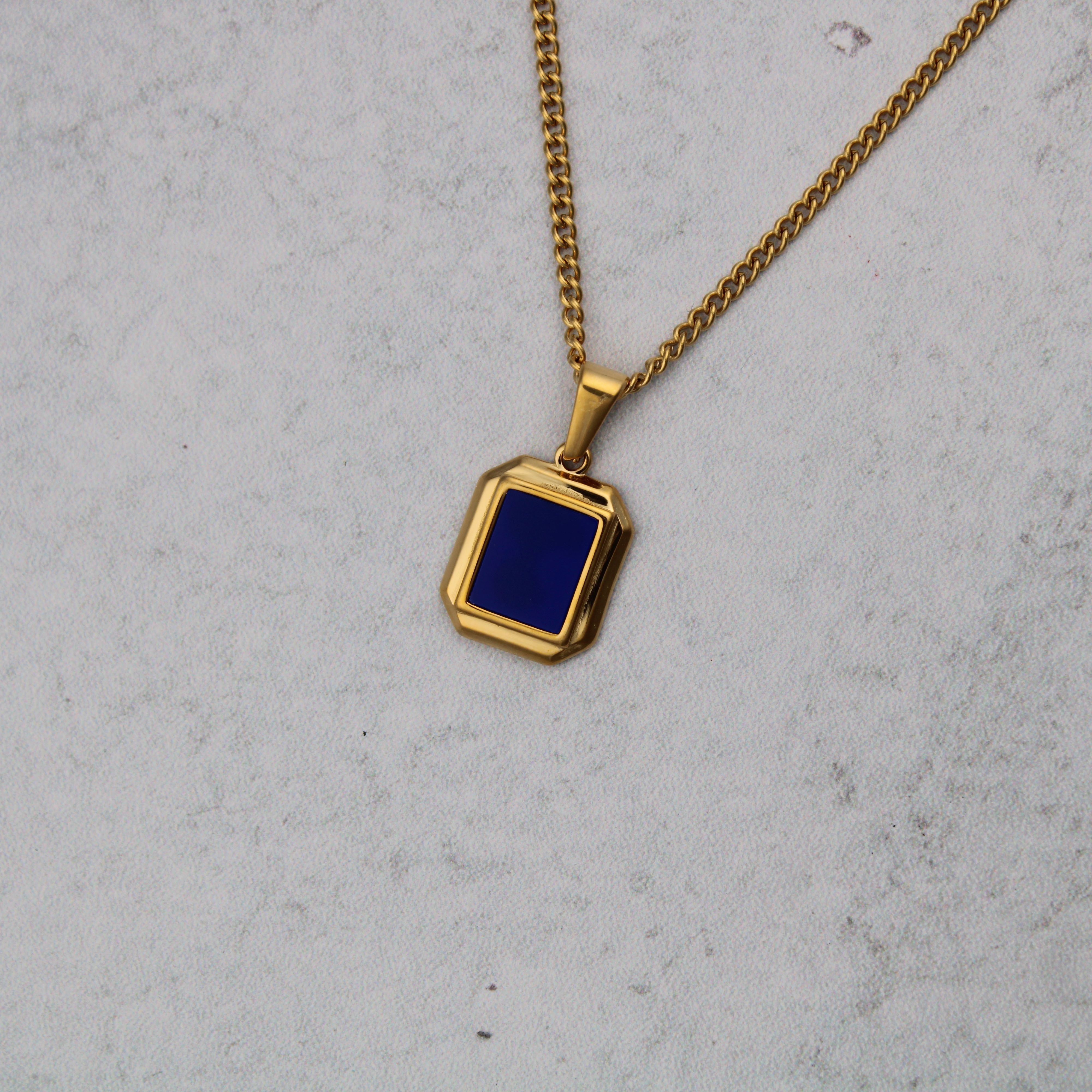 Jewelry 18K Gold Mini Blue Enamel Pendant Necklace Size ONE SIZE - 2 Thumbnail