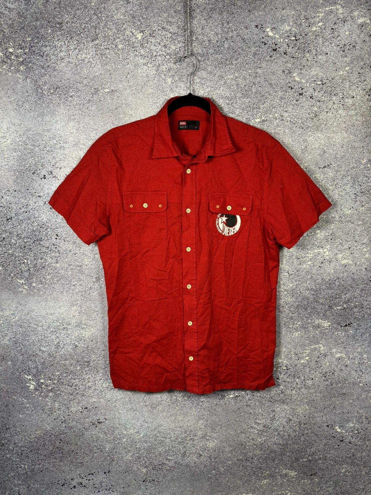 Diesel × Vintage Vintage Diesel Linen Shirt Sleeve Red Shirt y2k Small Size US S / EU 44-46 / 1 - 1 Thumbnail