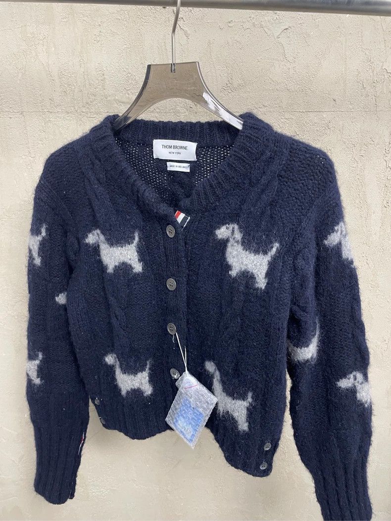Thom Browne Thom browne Dark blue puppy short wool cardigan sweater 250 Size M / US 6-8 / IT 42-44 - 3 Thumbnail