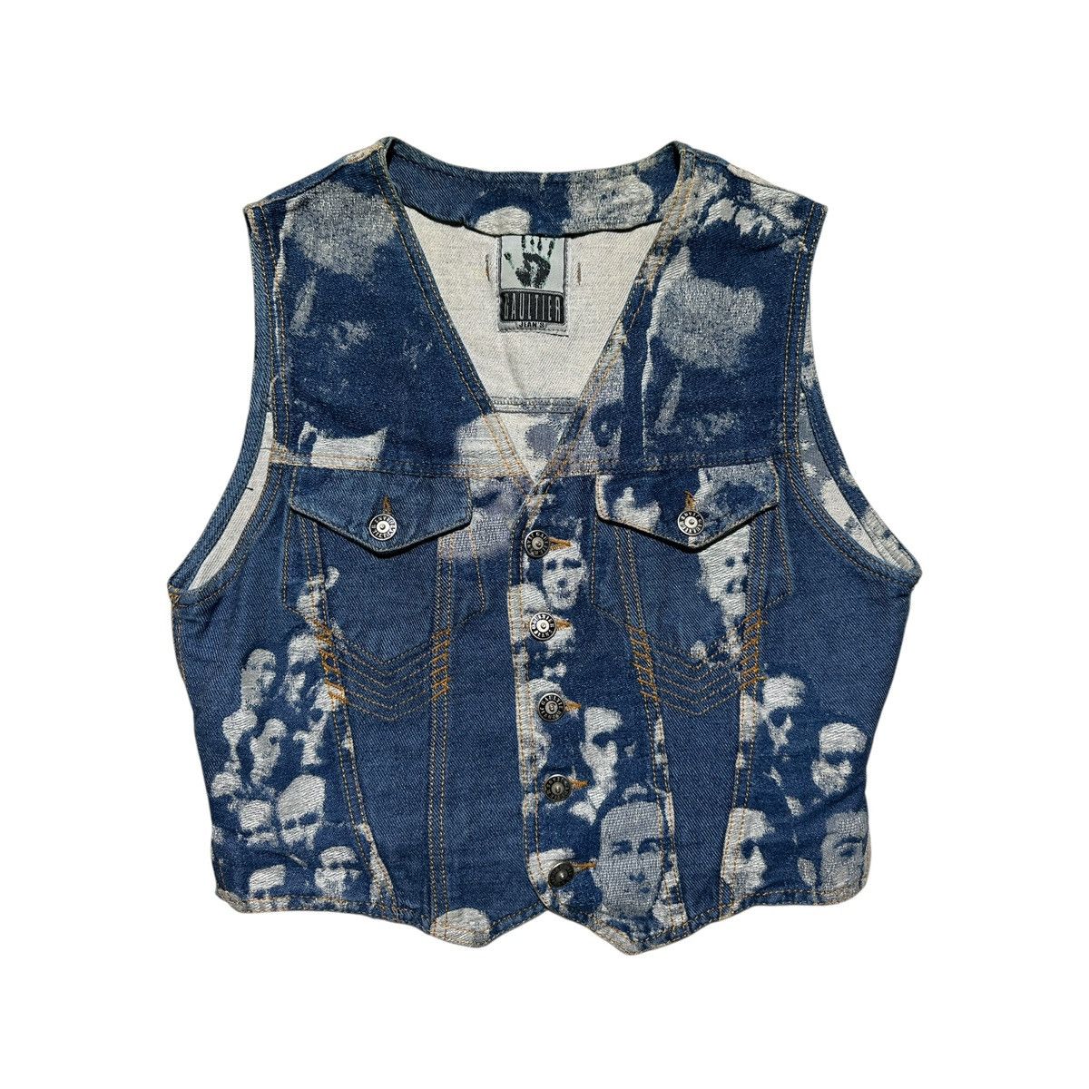 Jean Paul Gaultier 1992 faces denim vest Size M / US 6-8 / IT 42-44 - 1 Thumbnail