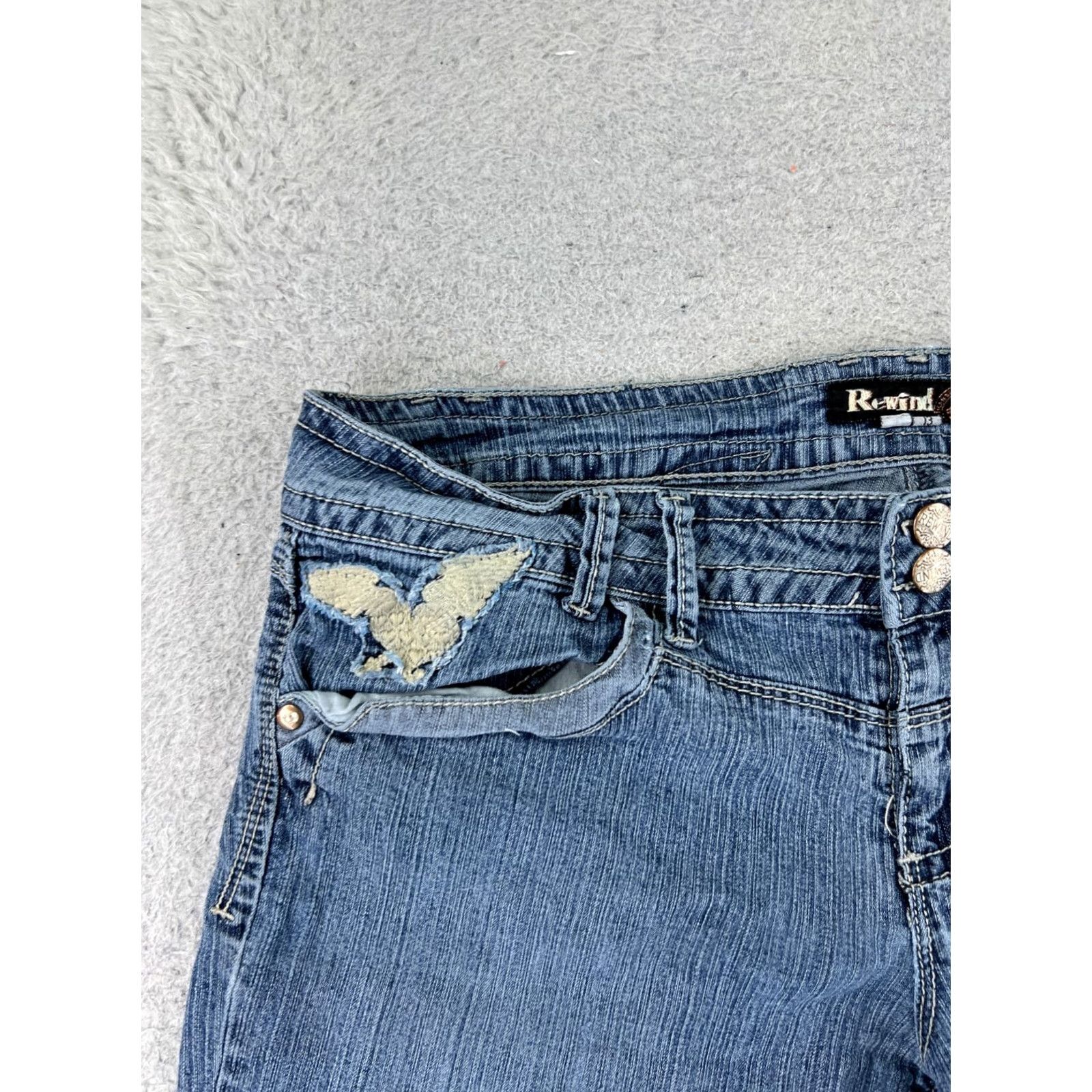 Vintage Rewind Shorts Womens Blue Denim 33x8 Medium Wash Ramie Blend 13 Inch 5-Pocket Size 34" / US 12 / IT 48 - 4 Thumbnail