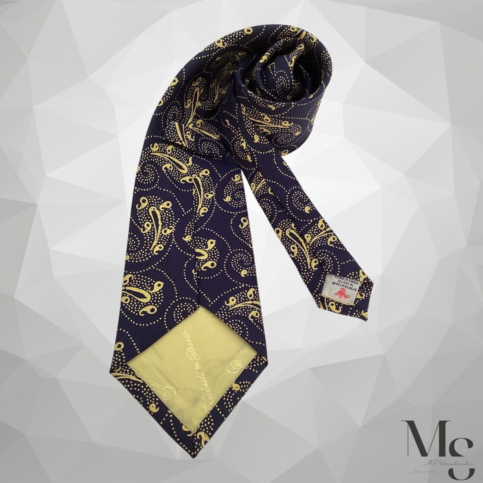 Turnbull & Asser TURNBULL & ASSER Navy Paisley Luxury Silk Tie Hand Made In E Size ONE SIZE - 2 Thumbnail