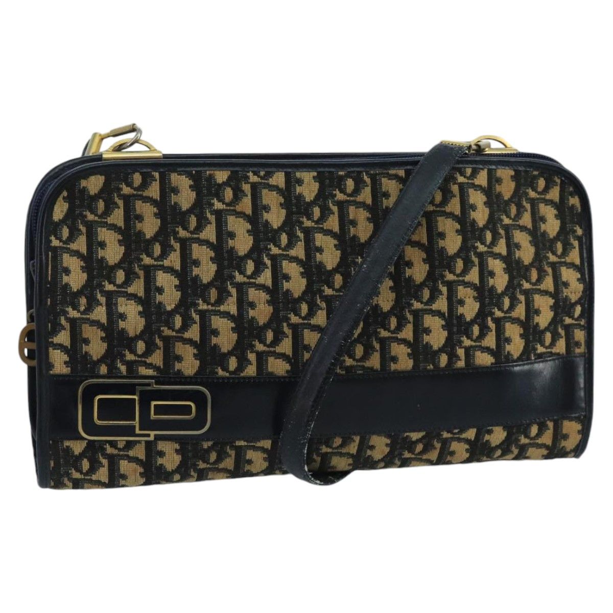Dior Trotter Navy Canvas Shoulder Bag (Pre-Owned) Size ONE SIZE - 1 Thumbnail