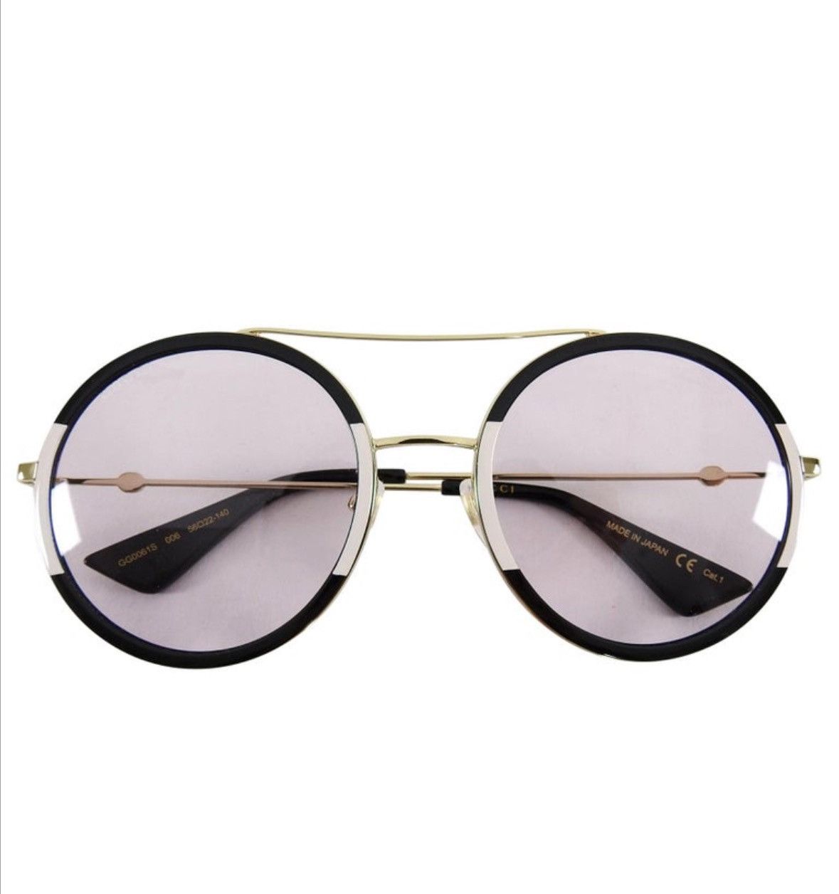 Gucci Gucci Black and White Round Light Tint Sunglasses Size ONE SIZE - 2 Thumbnail