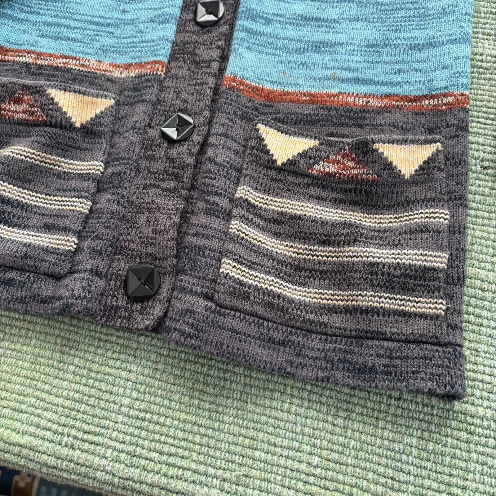 Vintage Vintage 70s Womens Knit Cardigan Boho Southwestern Hippie Size L / US 10 / IT 46 - 7 Thumbnail