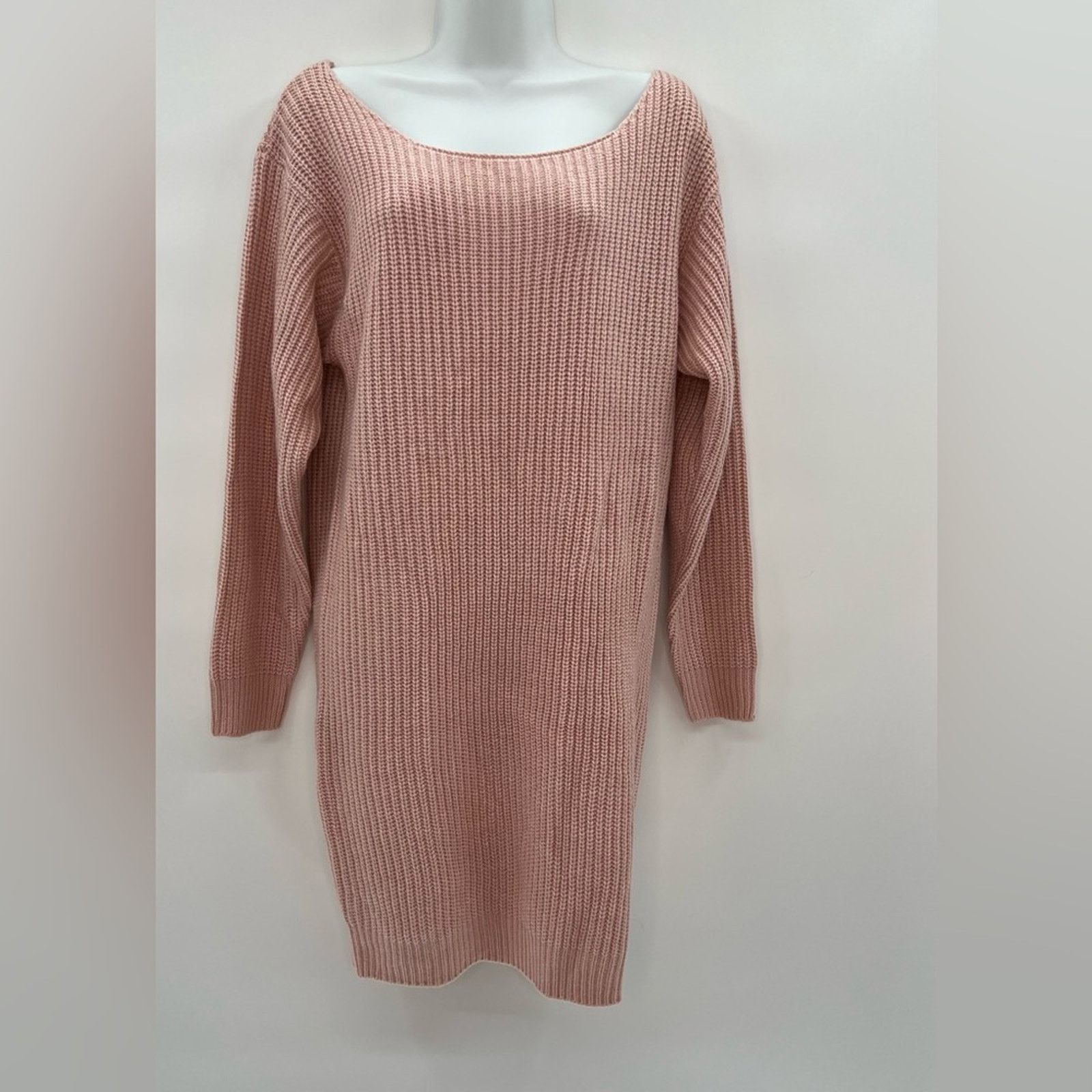Boohoo Boohoo Rib-Knit Long Sleeve Boat Neck Sweater Dress Size M Size M / US 6-8 / IT 42-44 - 1 Thumbnail