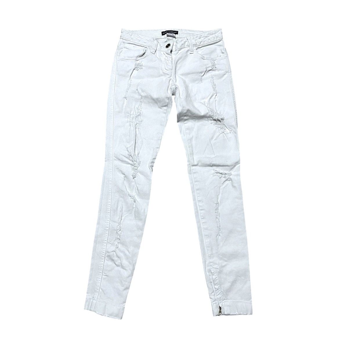 Dolce & Gabbana Women’s Dolce & Gabbana Destroyed Distressed White Jeans Size 25" / US 0 / IT 36 - 1 Thumbnail