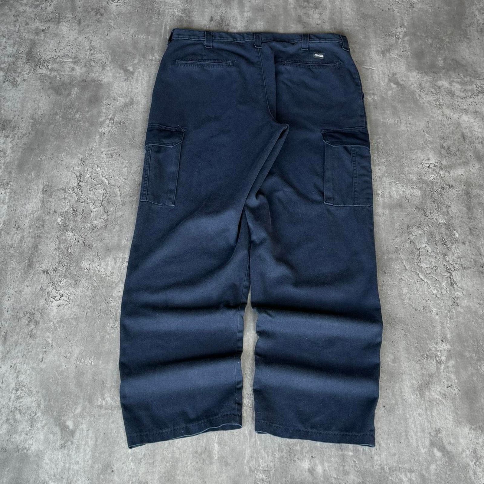 Cintas × Japanese Brand × Vintage Baggy Cargo Technical Carhartt Style Navy Blue Skater Pants Size US 35 - 2 Thumbnail